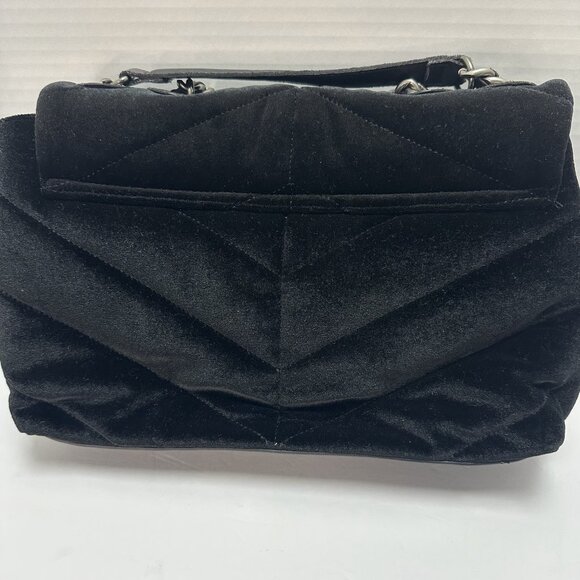 Steve Madden Black Velvet Shoulder Bag Chain Strap Y2K - Picture 3 of 11